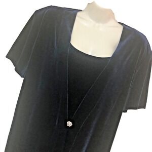 Vintage Rhapsody Velvet Dress Womens 14 Navy USA‎ Feminine Y2K Minimalist Duster